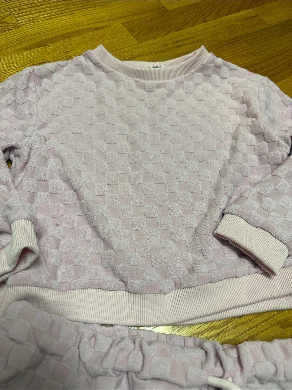 Limeapple Light Pink Checker Knit Set